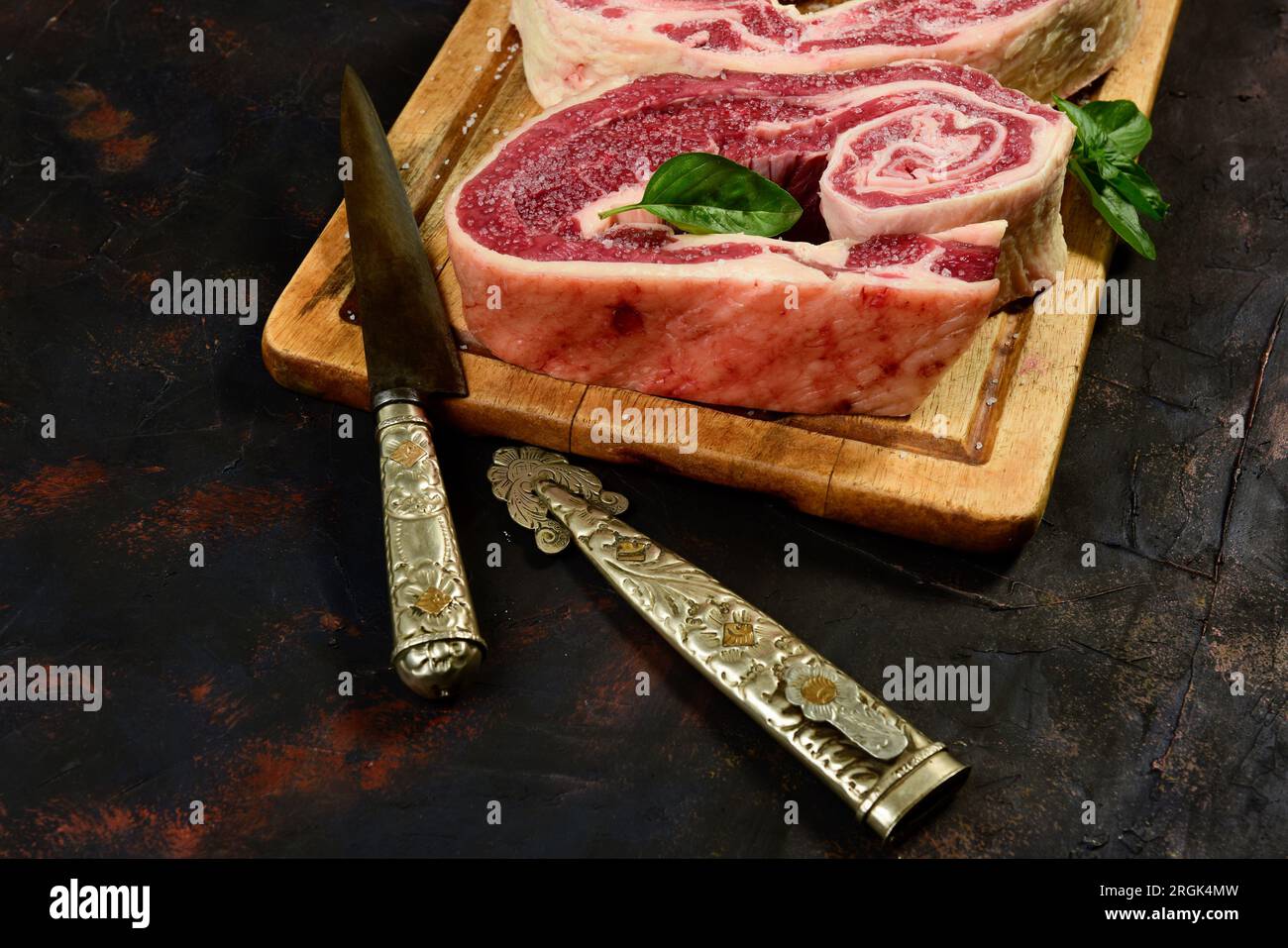 Cattle Beef ribs prepared on the table Stock Photo