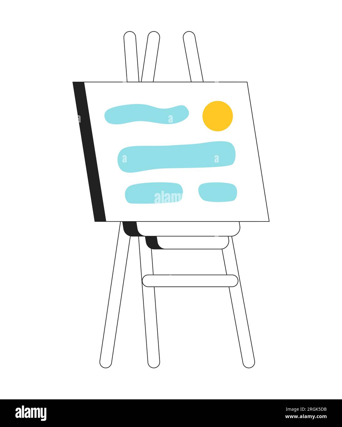 Picture on easel monochrome flat vector object Stock Vector Image & Art
