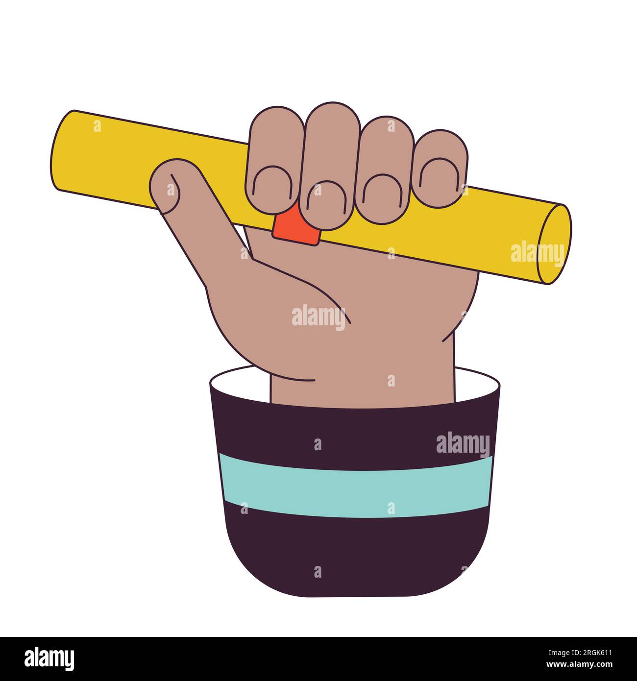 Holding diploma scroll flat line color vector character hand Stock ...