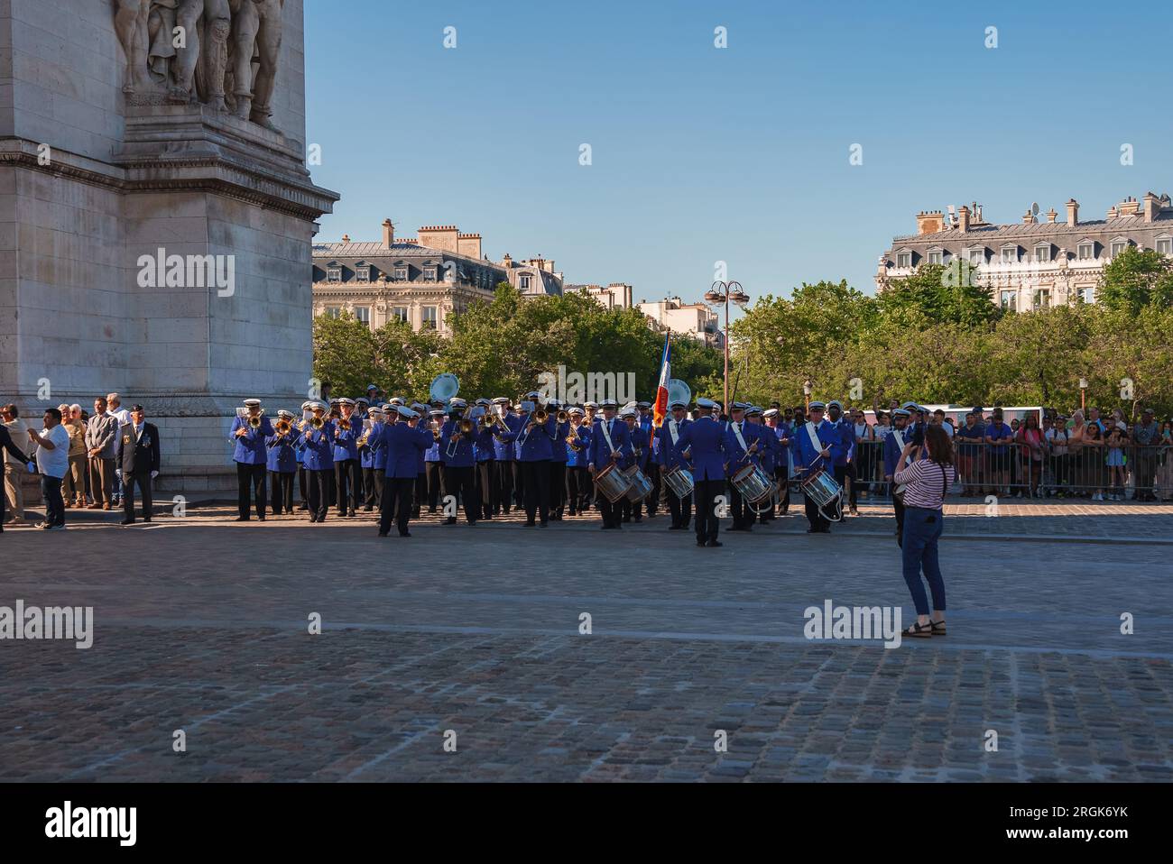 Tourist Group at Arc de Triomphe, Paris Stock Photo