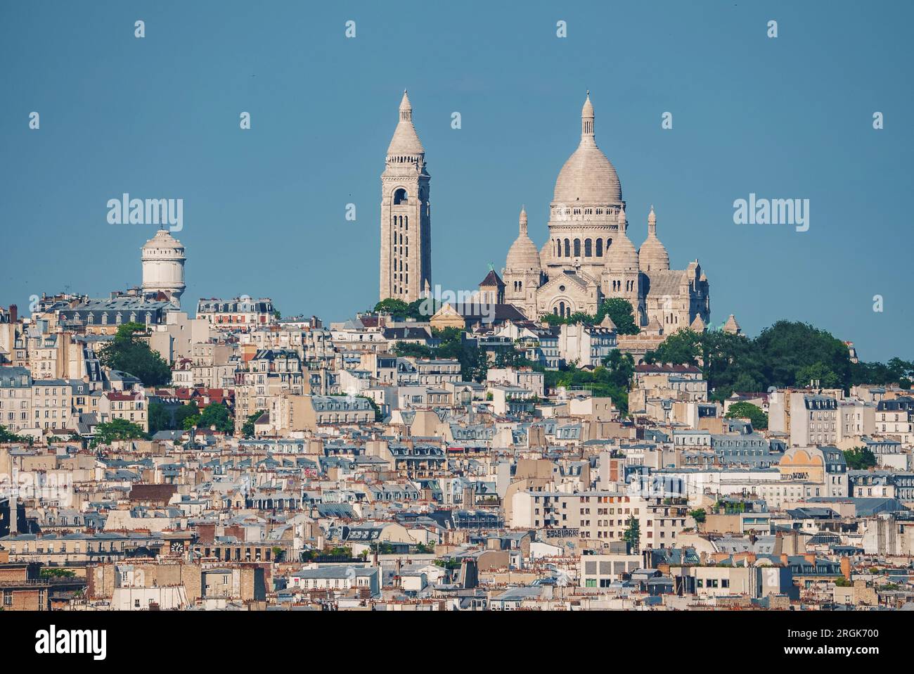 Sunny Paris Cityscape from Sacre Coeur Stock Photo