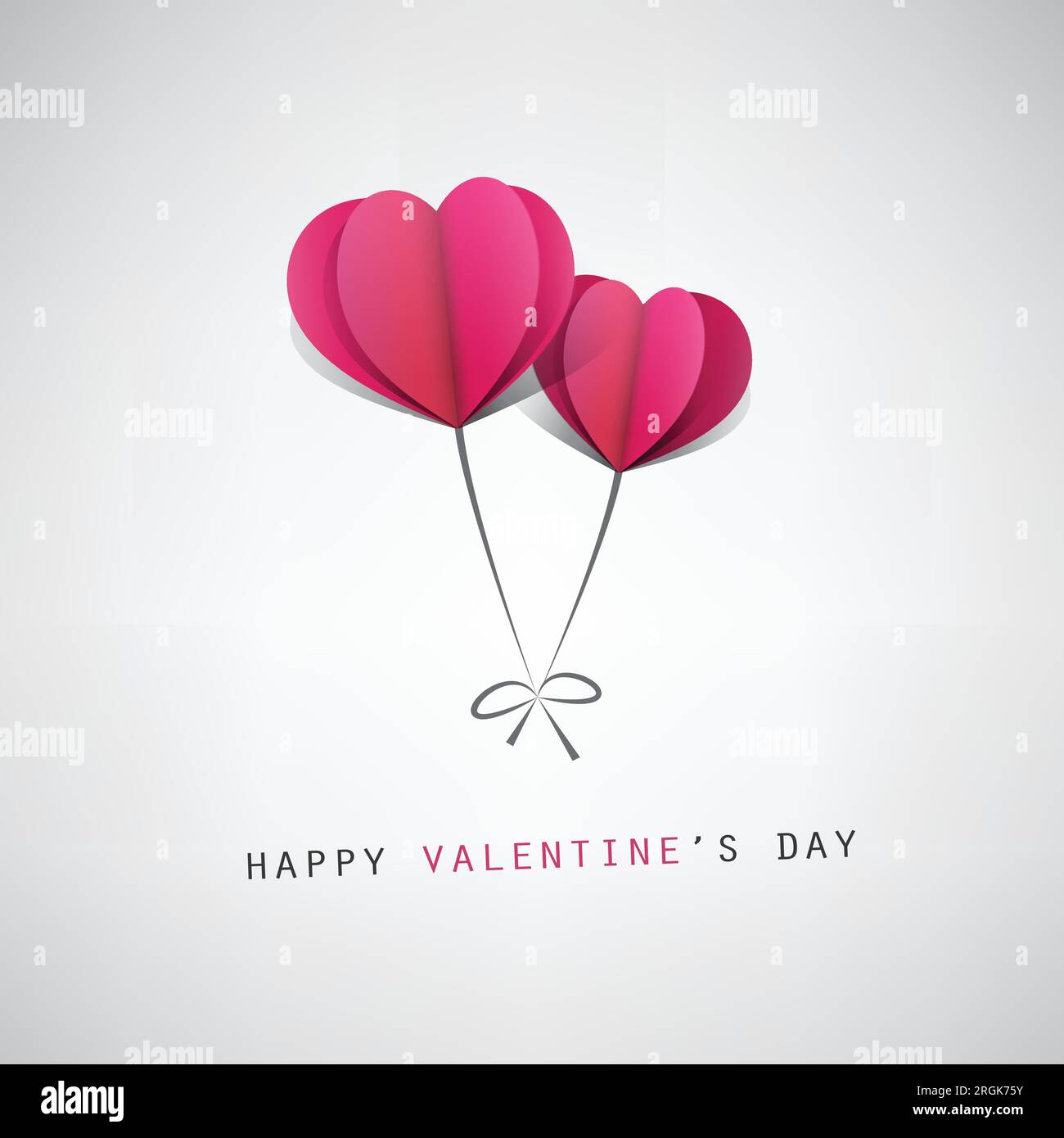 Valentine's Day Card Design Template With Heart Shaped Balloons Stock ...