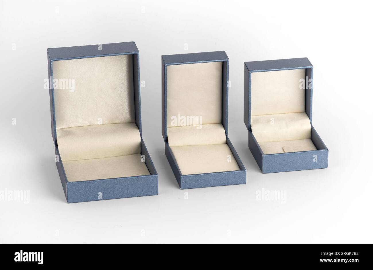 Blue Box Box Pattern Jewelry Box on white background. Blue color jewelry box opened. Mockup ...
