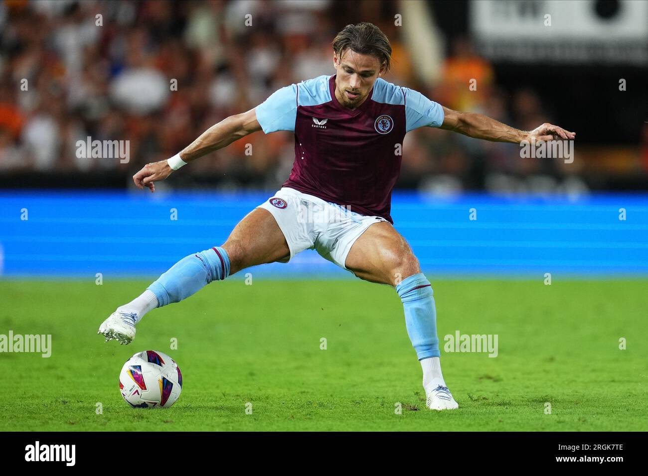 Barcelona, Spain. 08th Aug, 2023. Matty Cash of Aston Villa during the Pre-season friendly, Joan Gamper Trophy match between FC Barcelona and Tottenham Hotspur played at Luis Companys Stadium on August 8, 2023 in Barcelona, Spain. (Photo by Sergio Ruiz/PRESSINPHOTO) Credit: PRESSINPHOTO SPORTS AGENCY/Alamy Live News Stock Photo