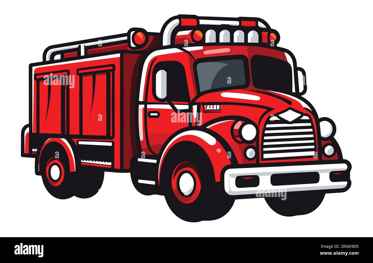 red fire truck emergency vehicle in modern flat style vector