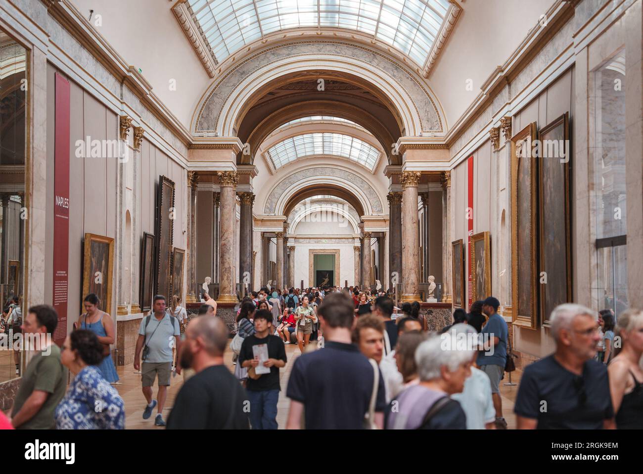 Crowd in Bright, Spacious Museum Stock Photo