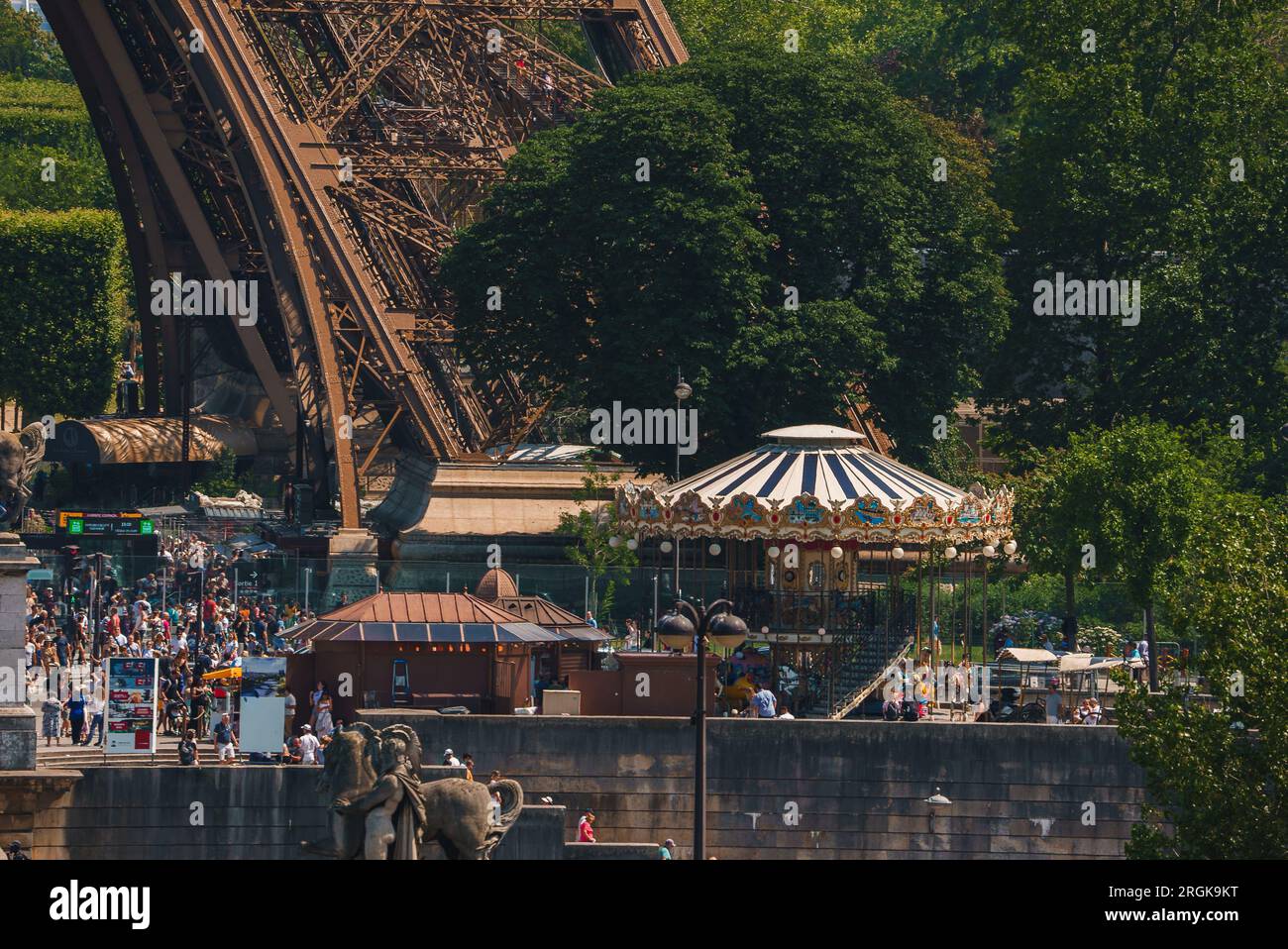 Sunny Summer Day at the Eiffel Tower Stock Photo
