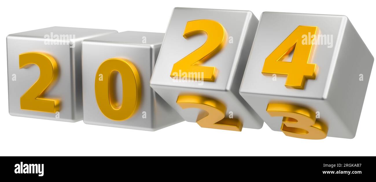 New year holiday concept. Cubes with number 2025 replace 2023. Isolated