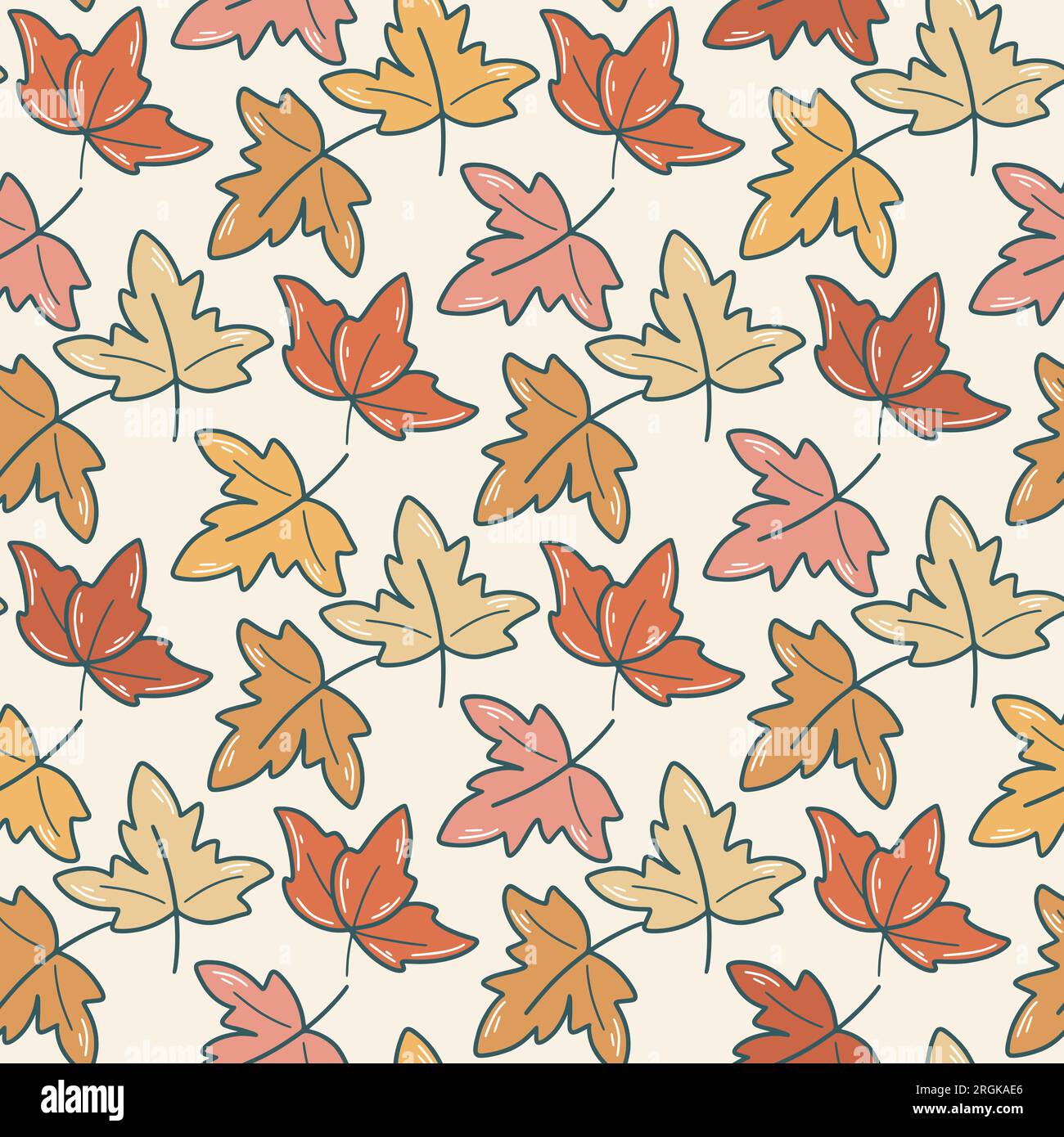 Maple leaves autumn seamless pattern. Red, orange yellow foliage background. Beautiful fall season print for textile, paper, wallpaper and design Stock Vector