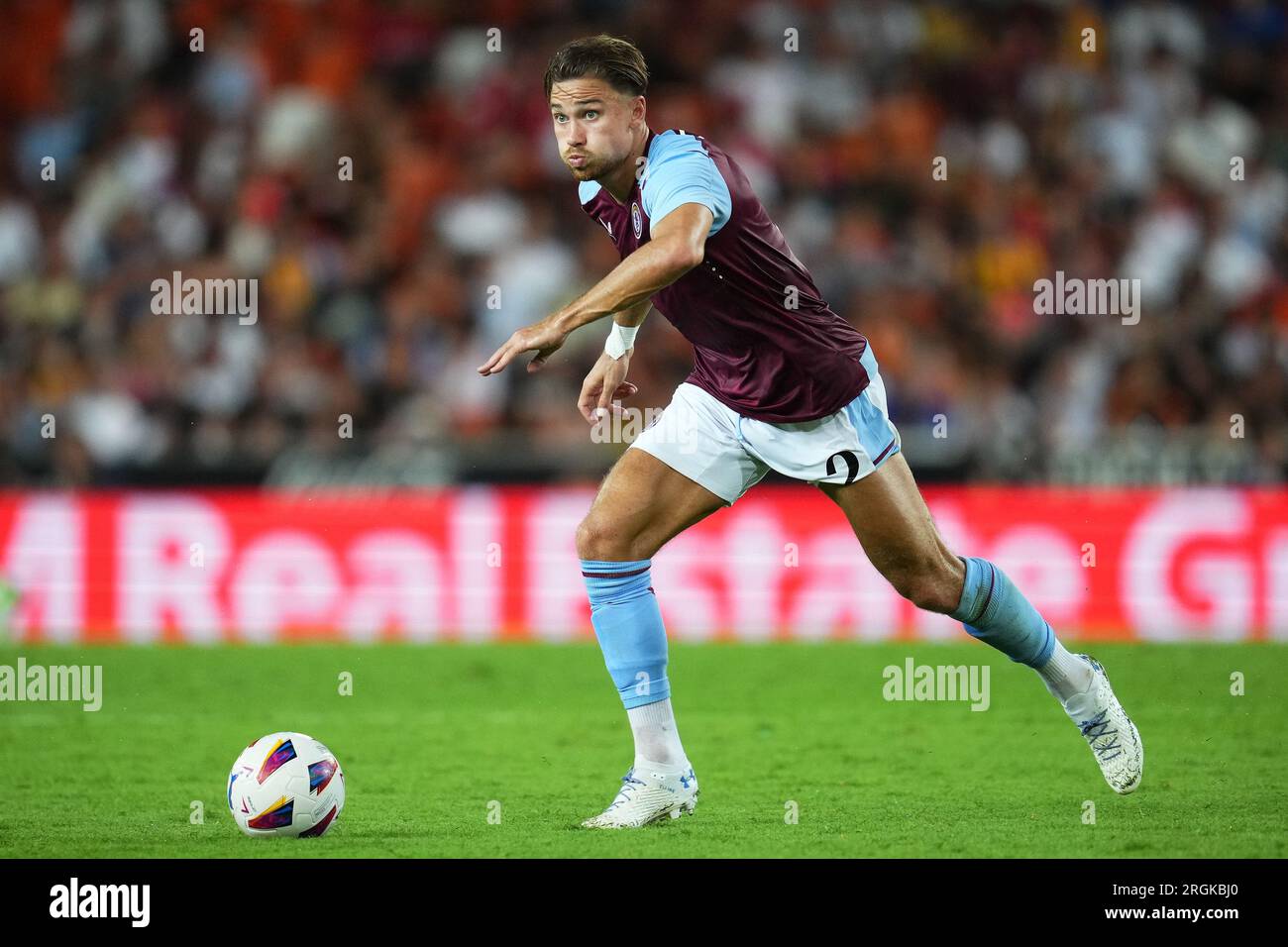 Valencia, Spain. 05th Aug, 2023. Matty Cash of Aston Villa during the Pre-season friendly match between Valencia FC and Aston Villa FC played at Mestalla Stadium on August 5, 2023 in Valencia, Spain. (Photo by Alex Carreras/PRESSINPHOTO) Credit: PRESSINPHOTO SPORTS AGENCY/Alamy Live News Stock Photo