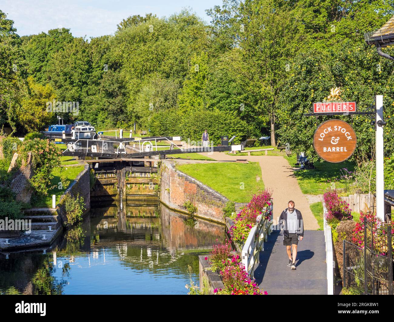 Newbury Lock, River Kennet, Newbury, Berkshire, England, UK, GB. Stock Photo