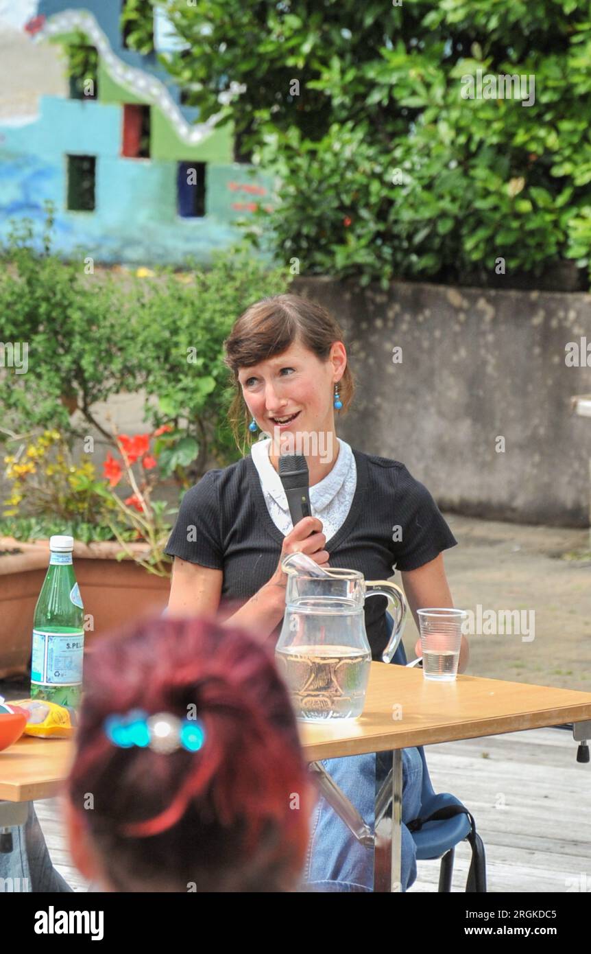 Sara Baume with her dog at West Cork Literary Festival 2023 Stock Photo