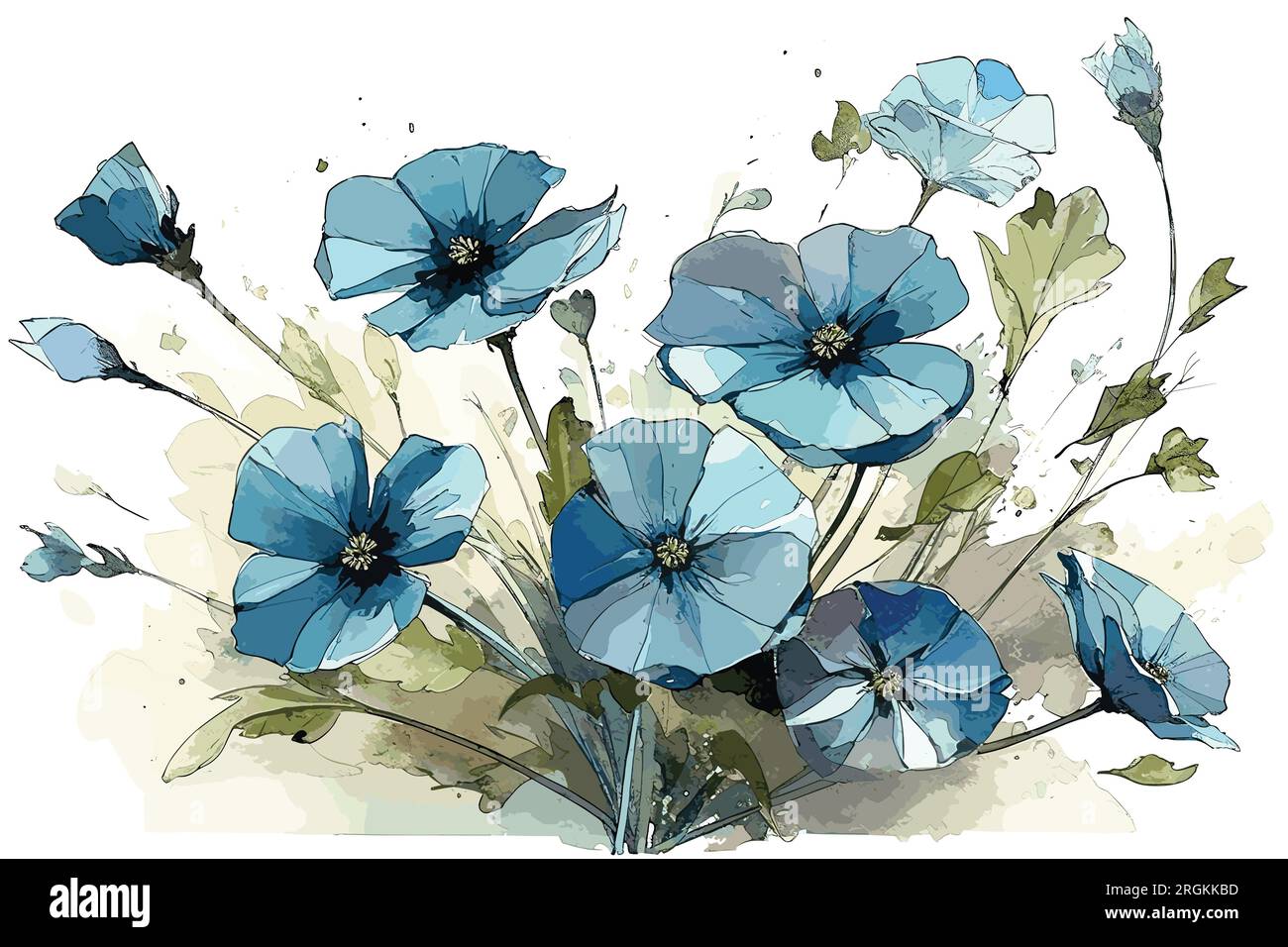 Watercolor vintage floral bouquet, watercolor floral canvas, flower