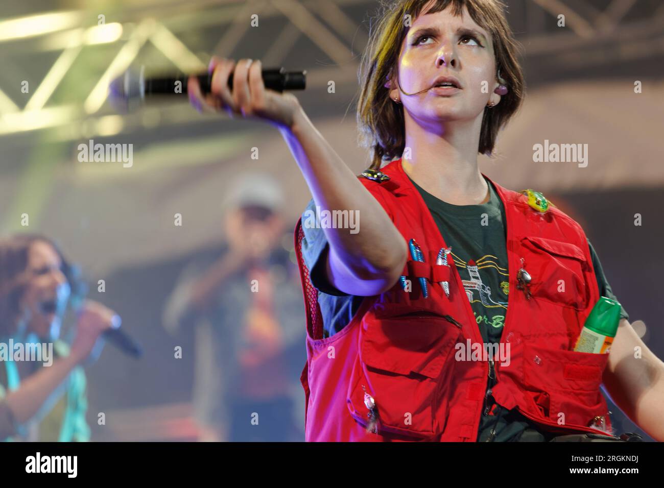 Klô Pelgag, Canadian singer-songwriter from Quebec performs at the ImmiX show held during the Montreal Pride festival. Montreal, Quebec,Canada Stock Photo
