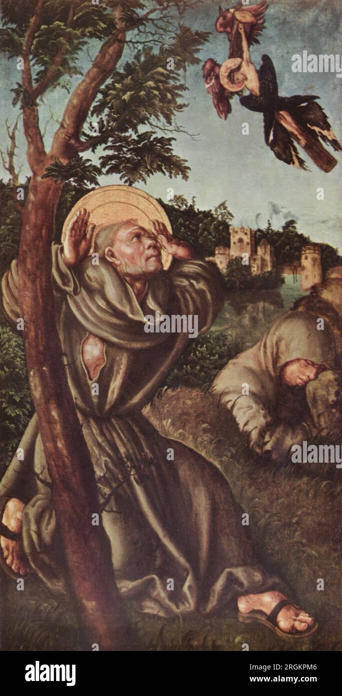 The Stigmatisation of St Francis between circa 1502 and circa 1503 by Lucas Cranach the Elder Stock Photo