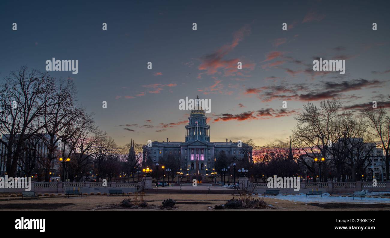 Colorado State Capitol Building in Denver at Dawn Stock Photo