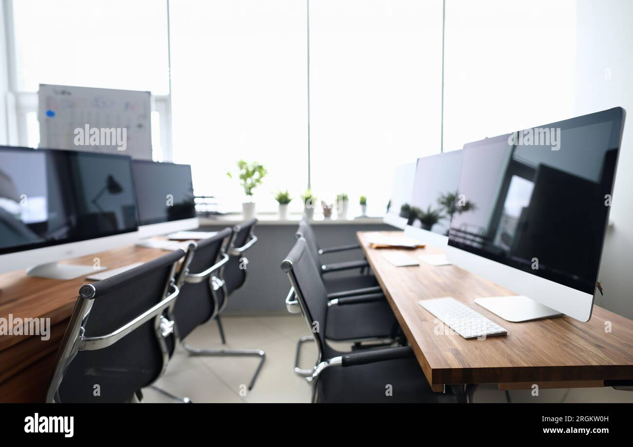 Computer Class Interior Color Class room style hall hi-res stock photography and images - Alamy