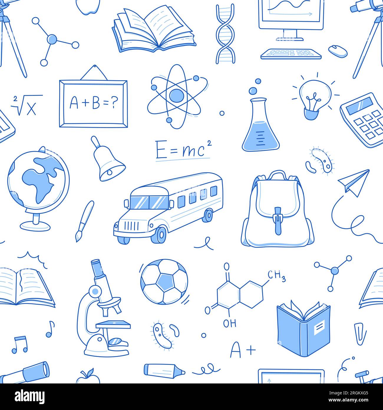 Back to school seamless pattern doodle. Hand drawn line doodle sketch ...