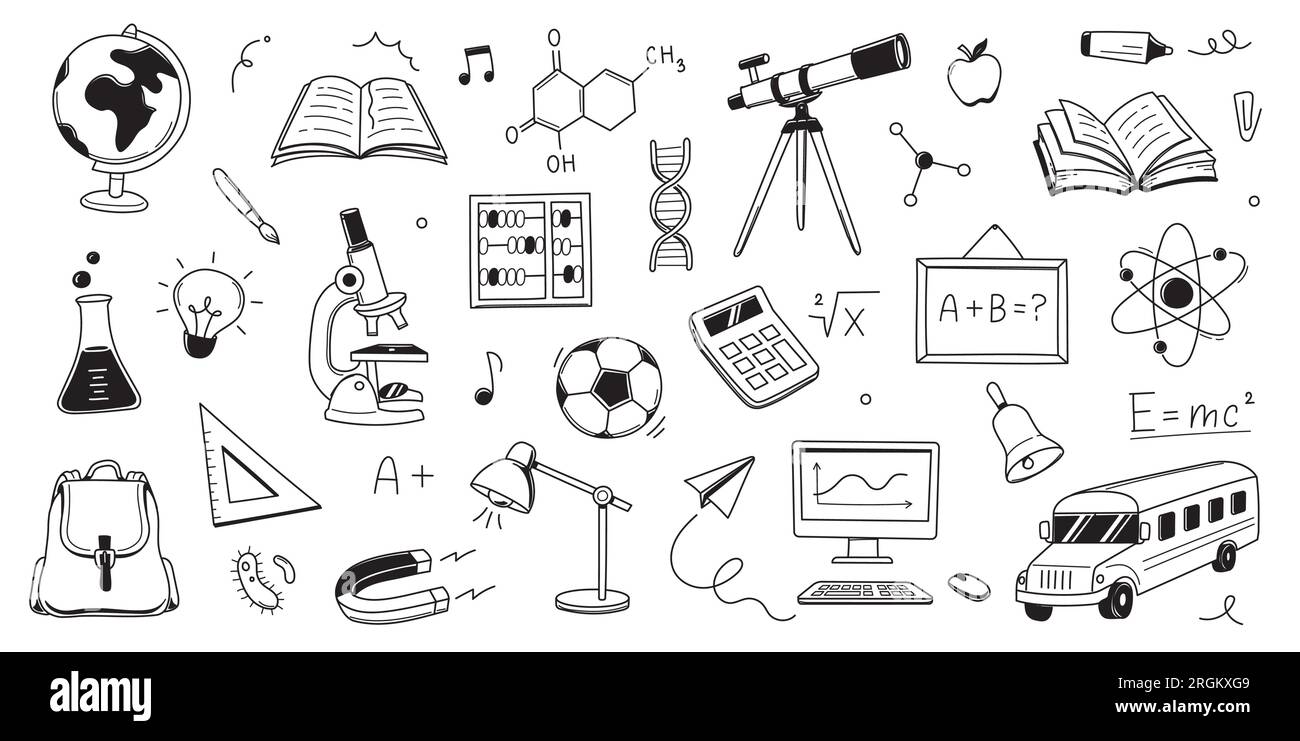 Doodle art school education student and tools Stock Vector Image & Art -  Alamy