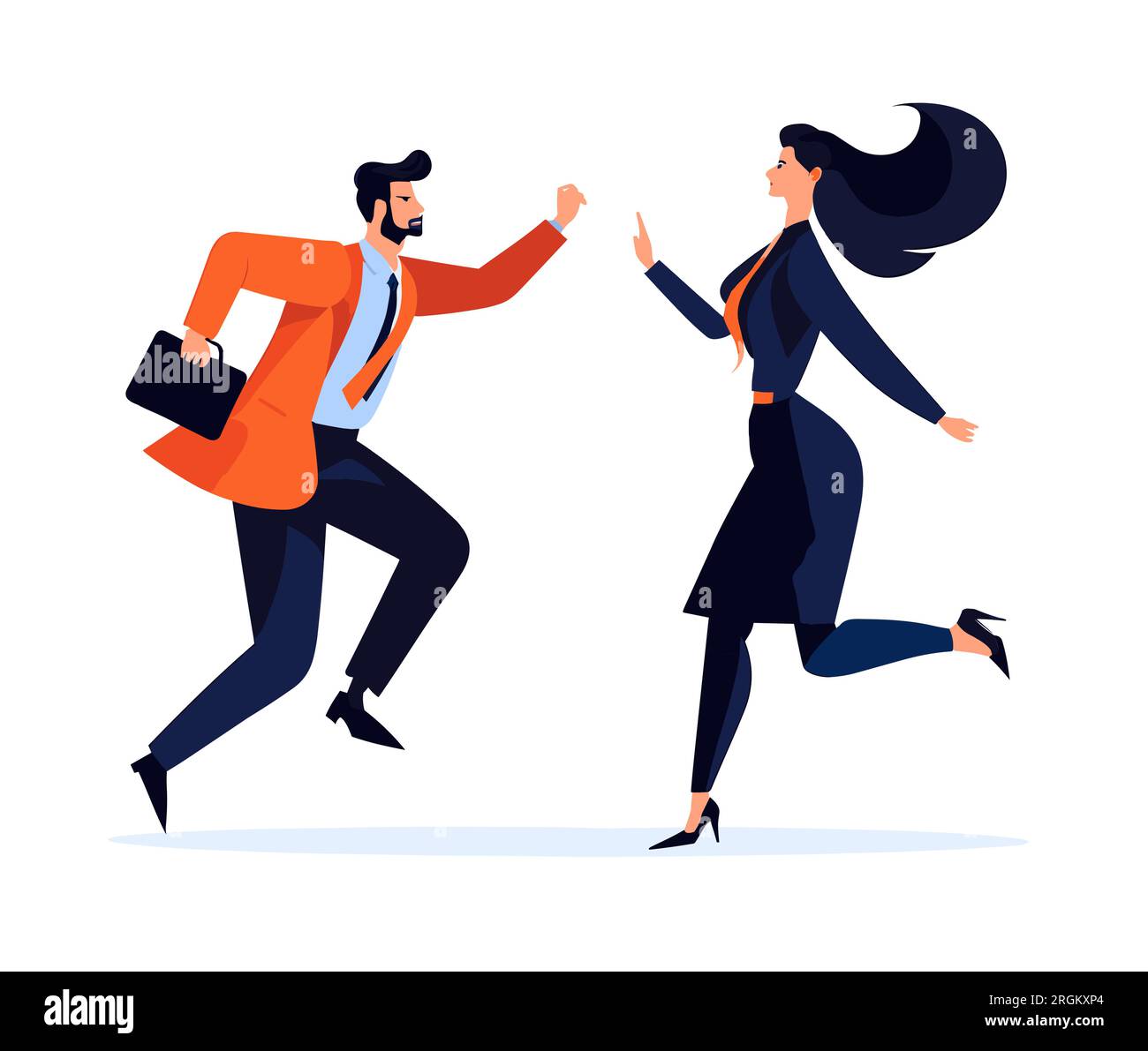 Vector flat illustration of people teamwork in business management ...