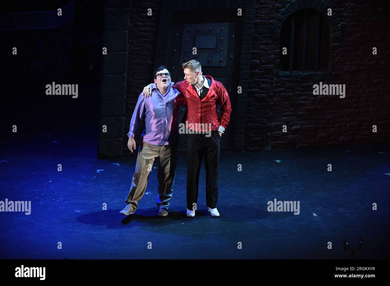 The cast of Boogie Nights on stage at the Alexandra Theatre, Birmingham