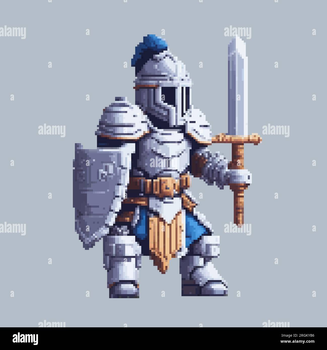 Knight warrior pixel art character for 8bit video game background