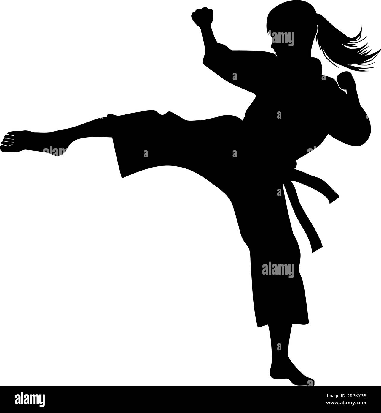 Karate woman fighter silhouette. Vector illustration Stock Vector