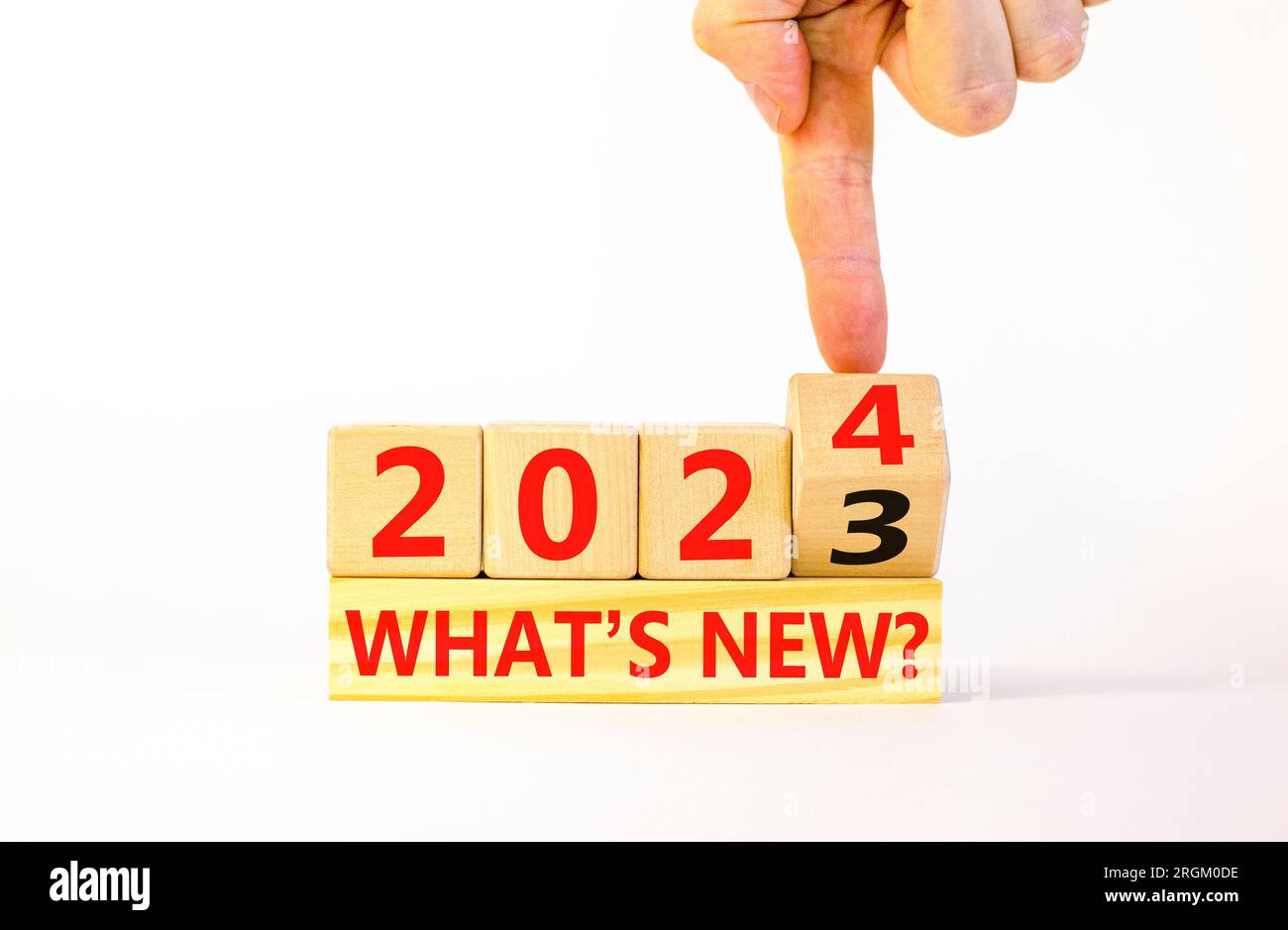 2024 What Is New Symbol Businessman Turns A Wooden Cube And Changes   2024 What Is New Symbol Businessman Turns A Wooden Cube And Changes Words What Is New 2023 To 2024 Beautiful White Table White Background Copy Spac 2RGM0DE 