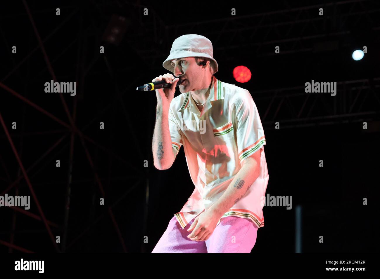 Turisti Rapper Italian rapper Mattia Balardi, aka Mr. Rain, on stage with “Superheroes ...