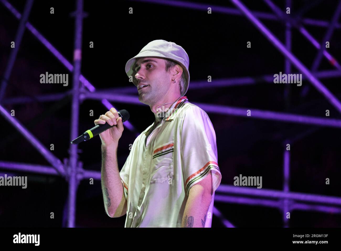 Turisti Rapper Italian rapper Mattia Balardi, aka Mr. Rain, on stage with “Superheroes ...