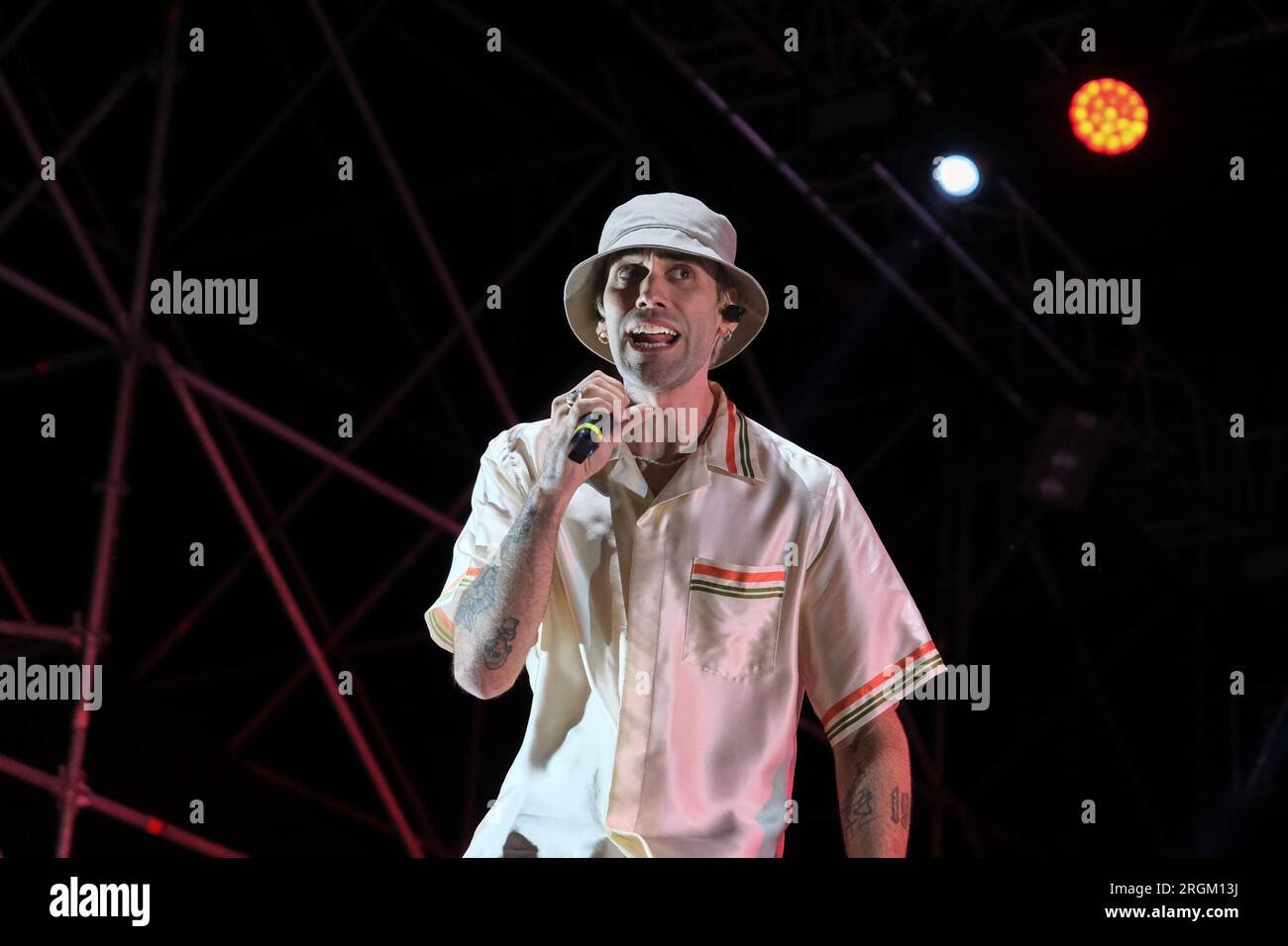 Turisti Rapper Italian rapper Mattia Balardi, aka Mr. Rain, on stage with “Superheroes ...