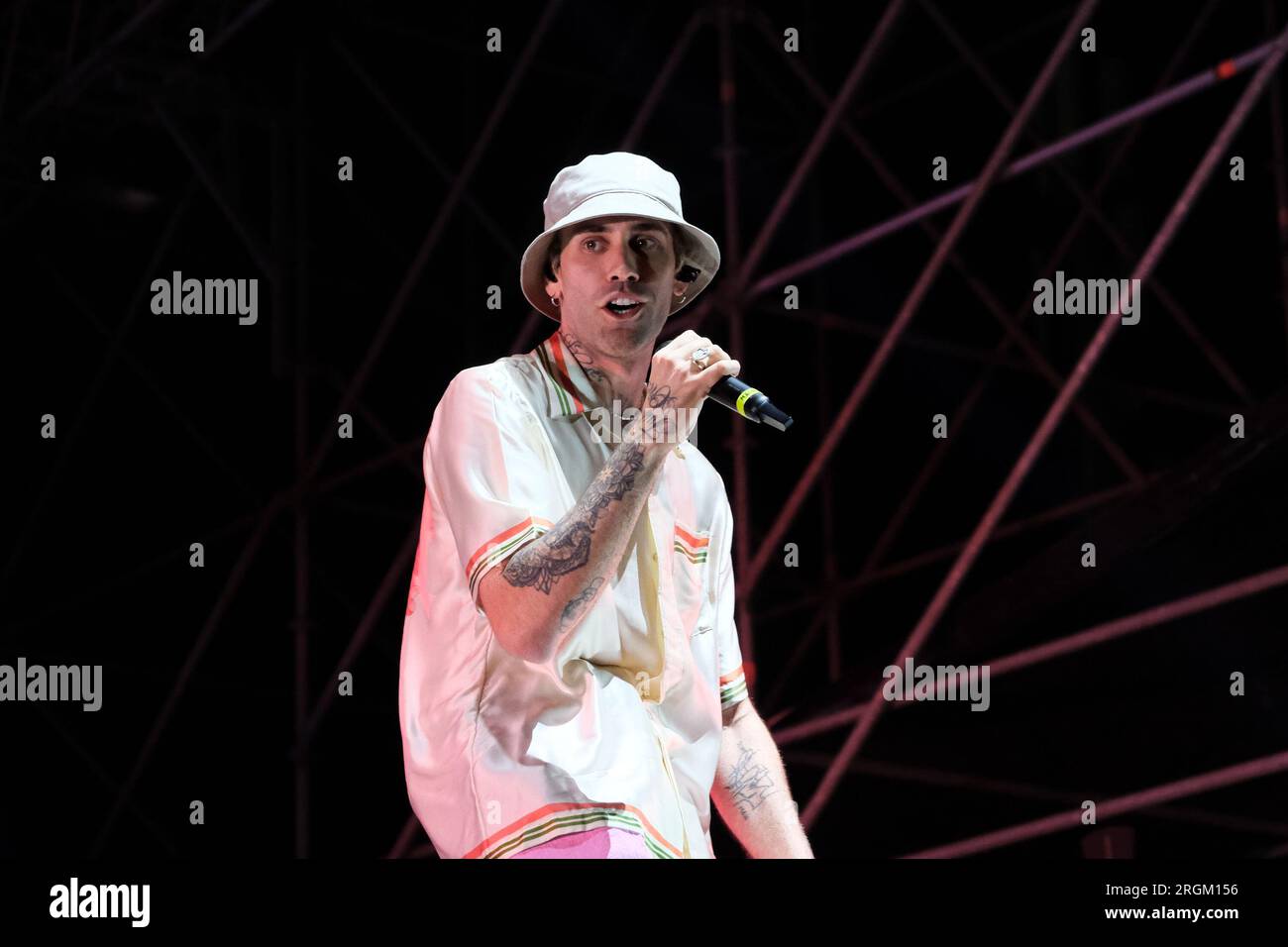 Turisti Rapper Italian rapper Mattia Balardi, aka Mr. Rain, on stage with “Superheroes ...