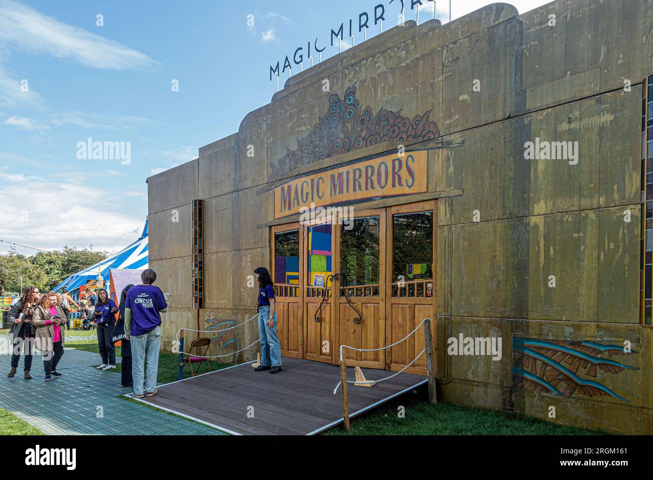 Entrance to Magic Mirrors, a Spiegeltent operating as a venue in the