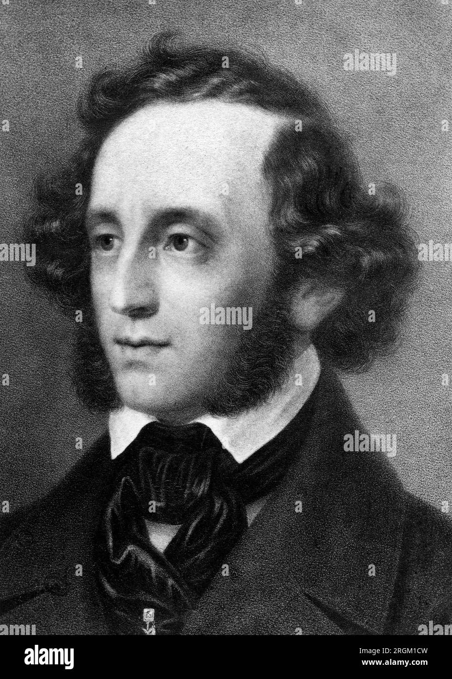 Felix Mendelssohn (1809-1847), German Composer, head and shoulders portrait, Th. Prumm, E.H. Schroeder Stock Photo