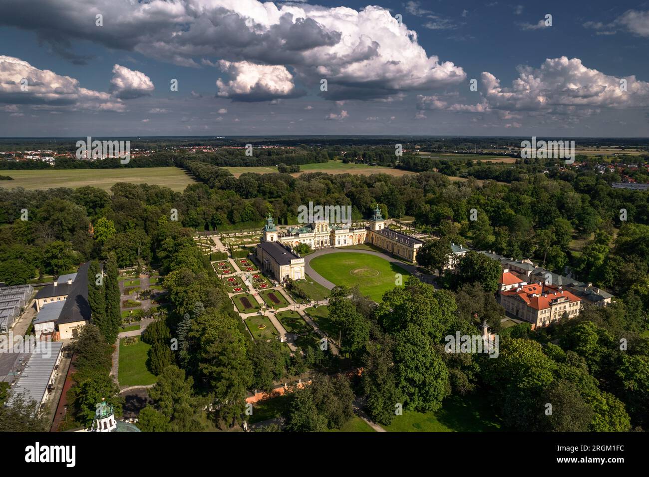 Wilanow, Warsaw, drone, real estate, buildings, Warszawa, summertime