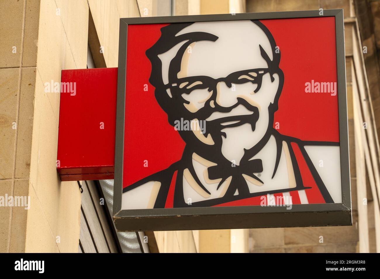 KFC or Kentucky Fried Chicken sign on the takeaway food branch in the city of Newcastle upon Tyne, UK Stock Photo
