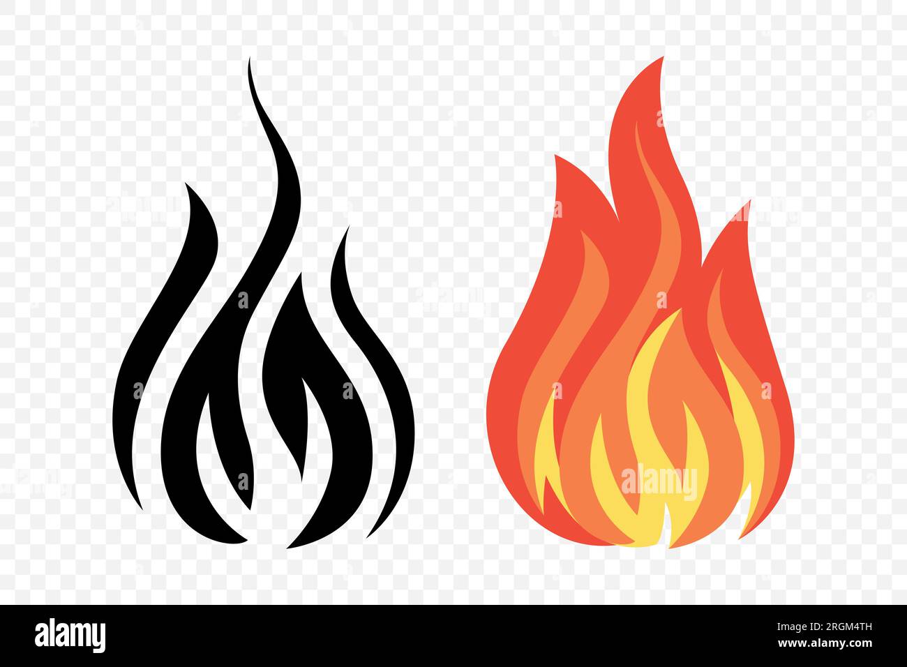 Flat Vector Fire Flame Icon Set. Campfire Shape Sign, Isolated. Bonfire ...