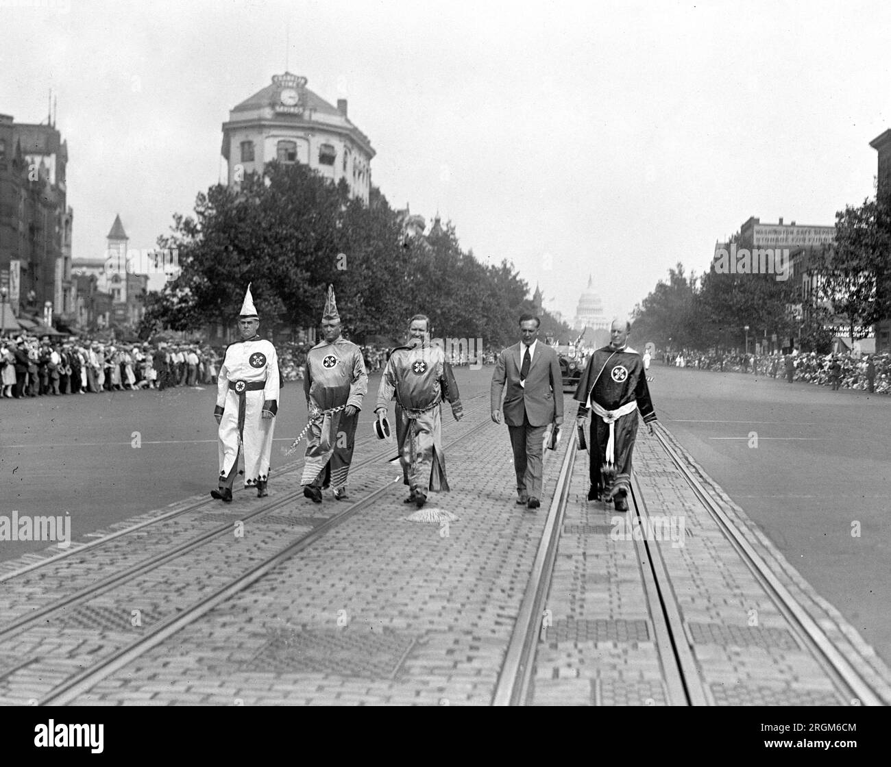 Ku Klux Klan parade (KKK) in Washington D.C. (Hiram Wesley Evans) ca. 1925 Stock Photo