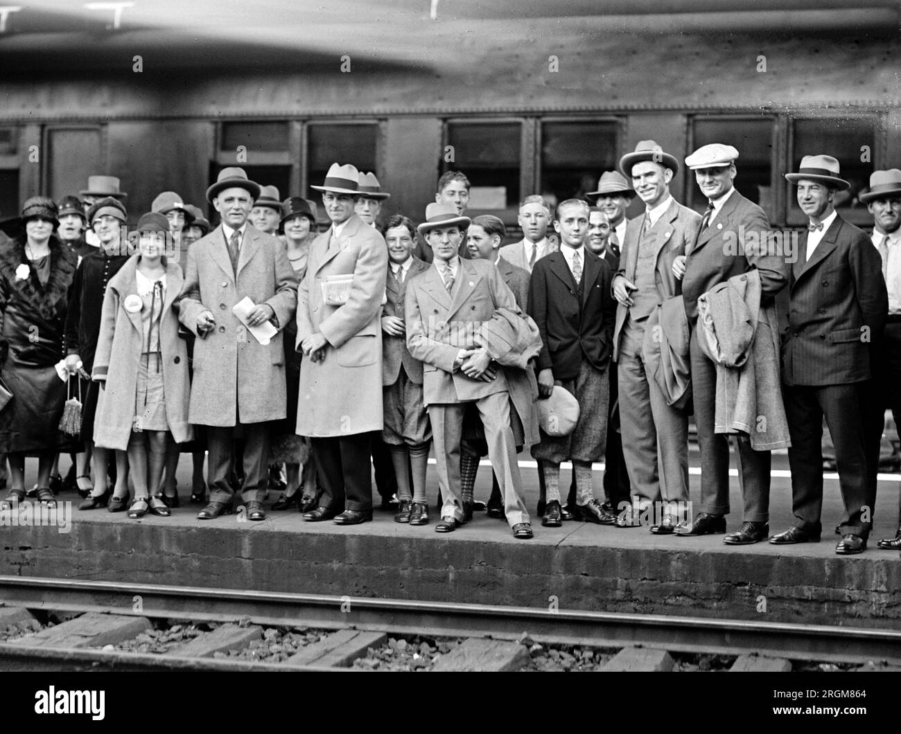 1925 World Series: Washington Senators players waiting to board a train ...