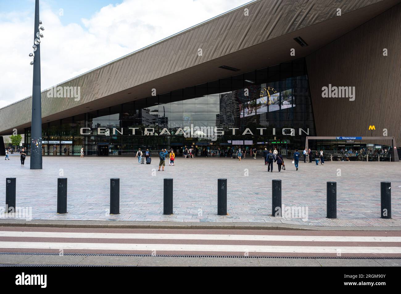 Rotterdam, South Holland, The Netherlands, July 3, 2023 - Square and building of the central railway station Stock Photo
