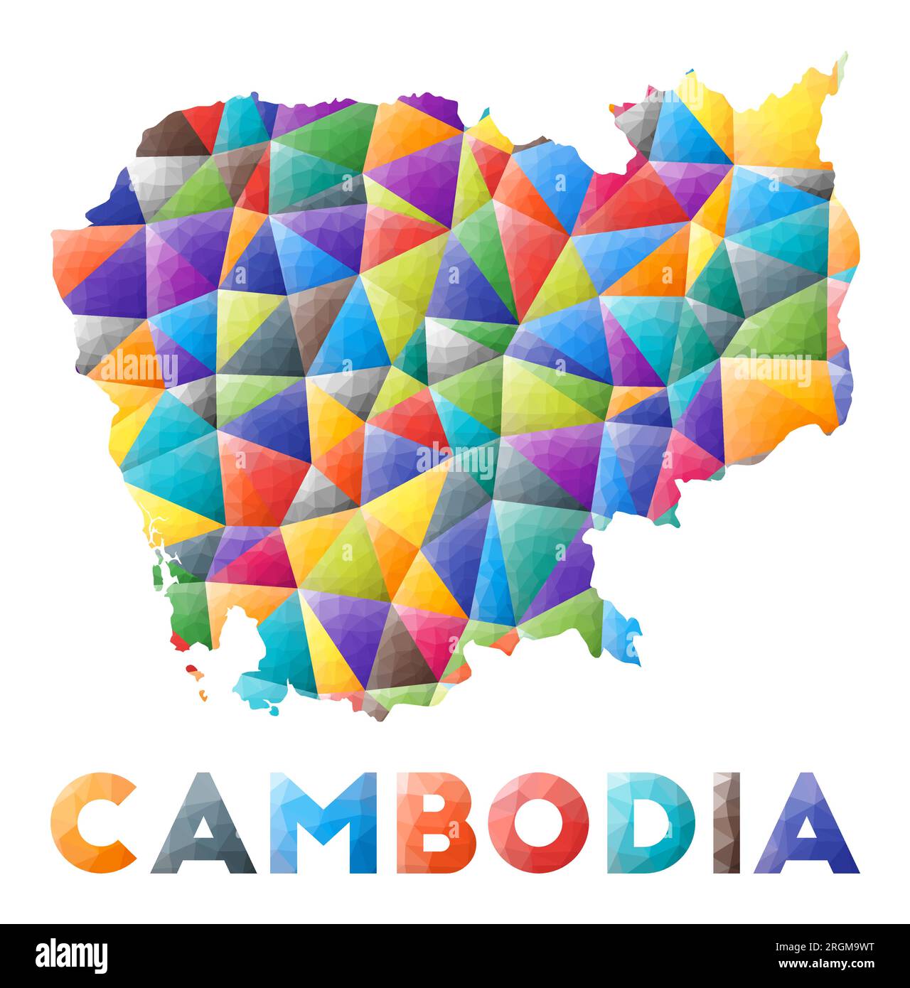 Cambodia Colorful Low Poly Country Shape Multicolor Geometric