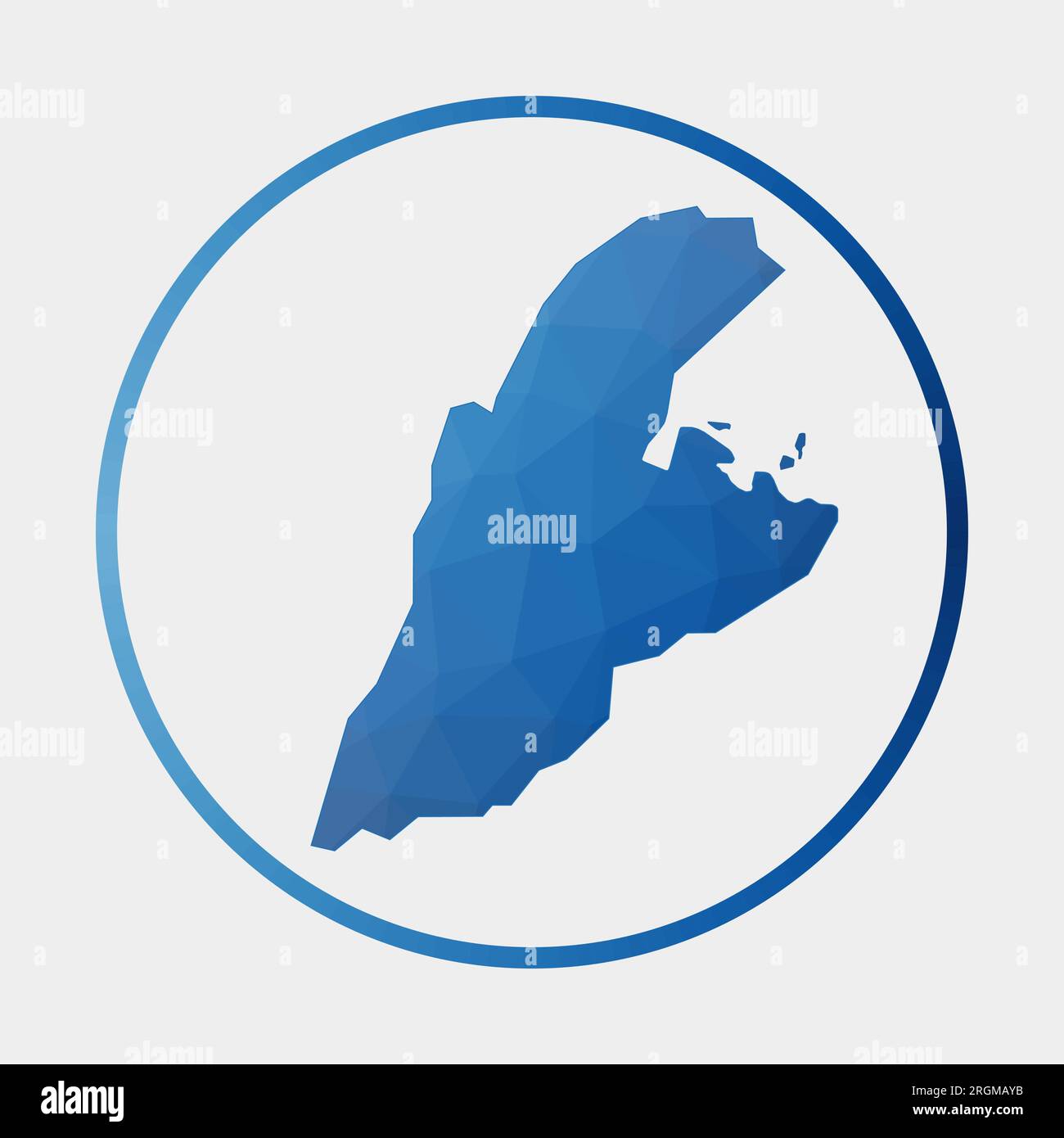 Kastellorizo icon. Polygonal map of the island in gradient ring. Round ...