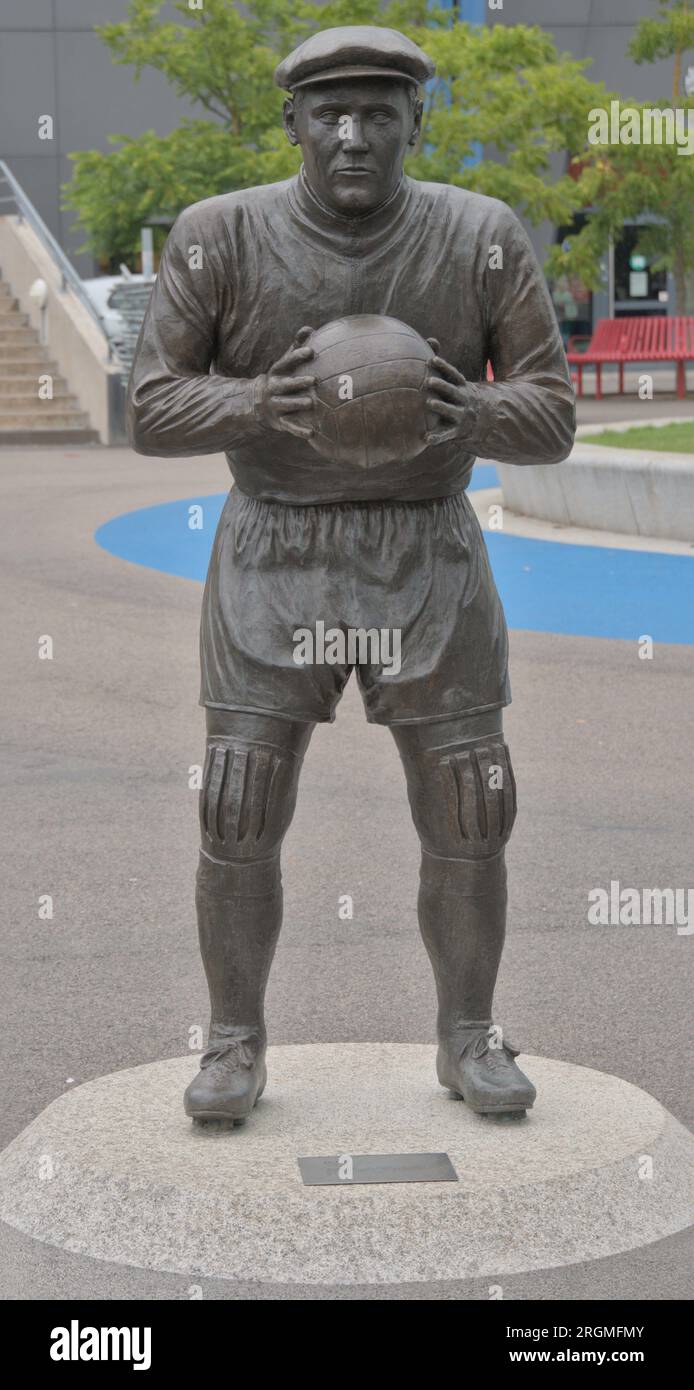 Statue of Kalle Svensson, Rio-Kalle, who was the goalkeeper in the Swedish national football team at the World Cup in Brazil in 1950 that won bronze Stock Photo
