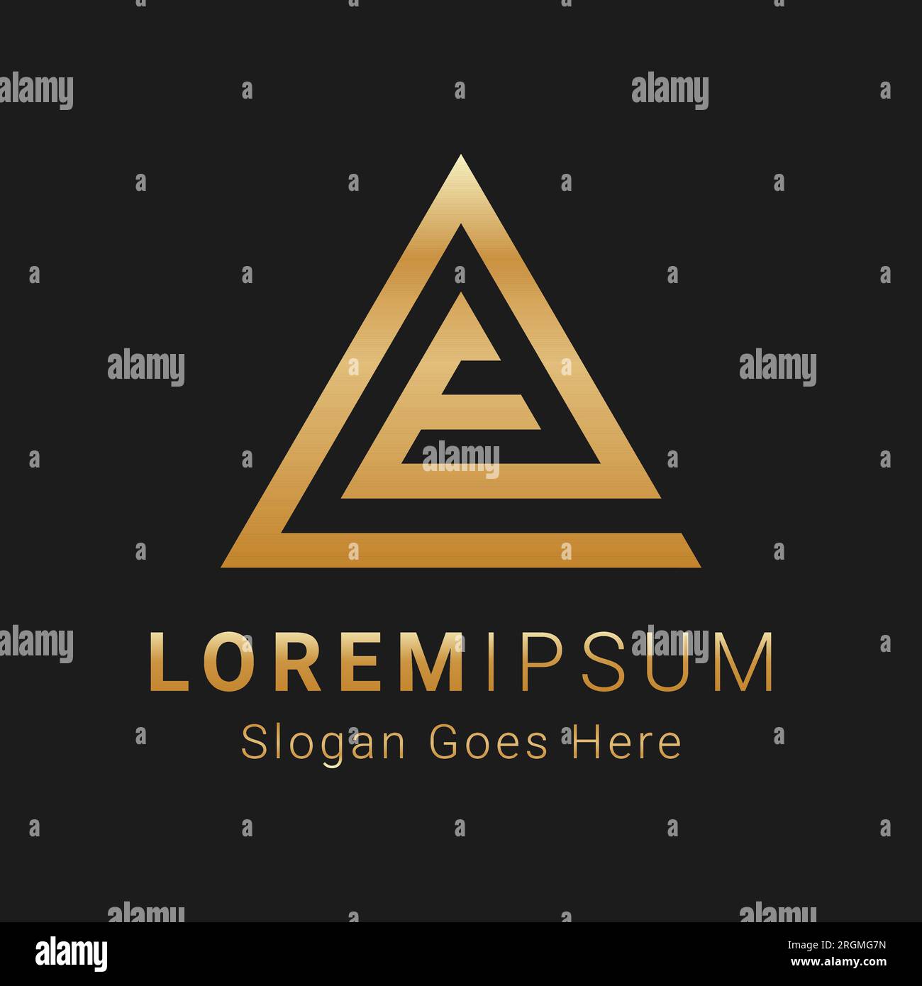 Luxury Initial Letter E Monogram Text Letter Logo Design E with Triangle Shape Stock Vector