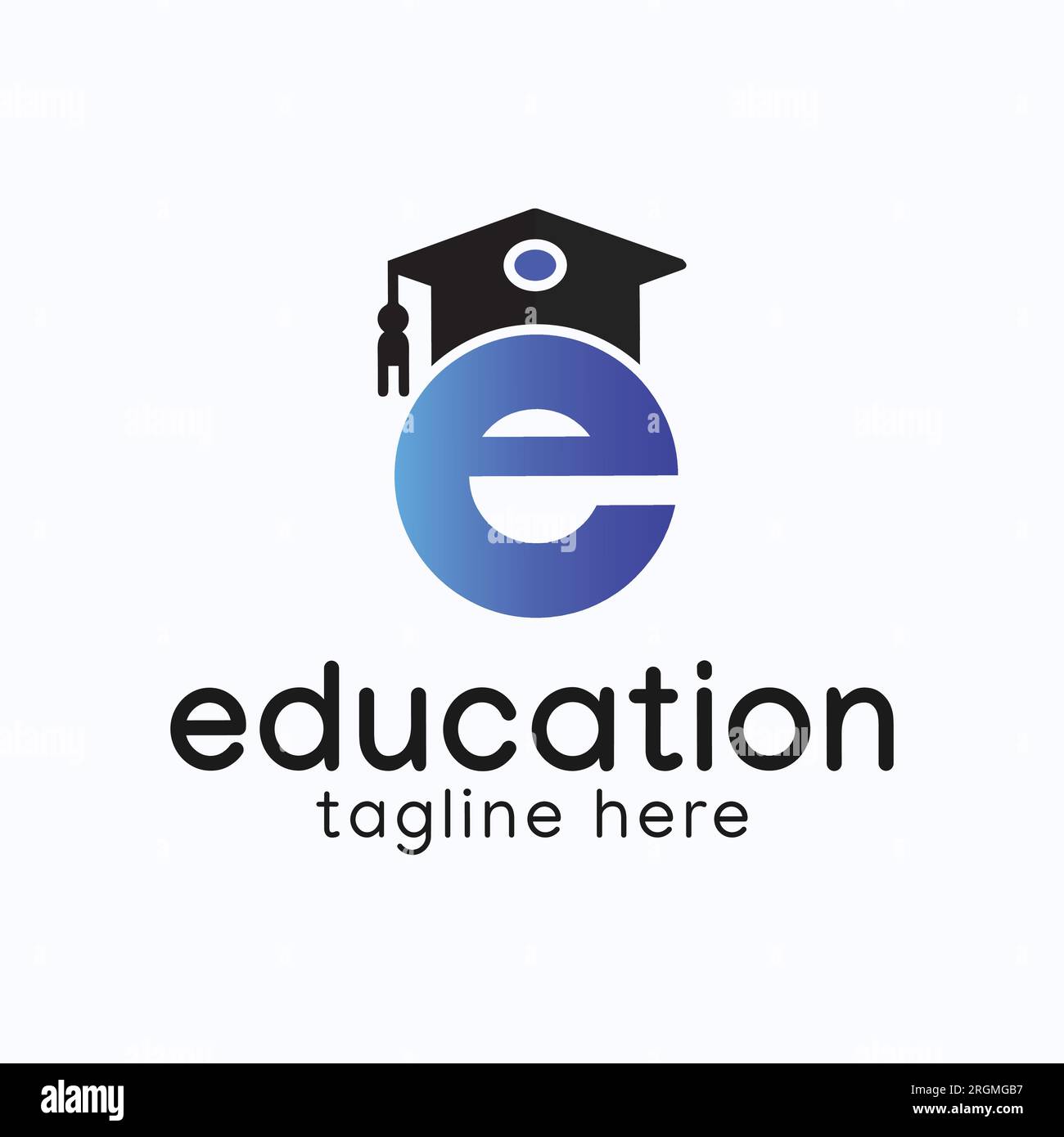 Initial Letter E with Graduation Hat Logo Design Academic Cap Logotype Stock Vector