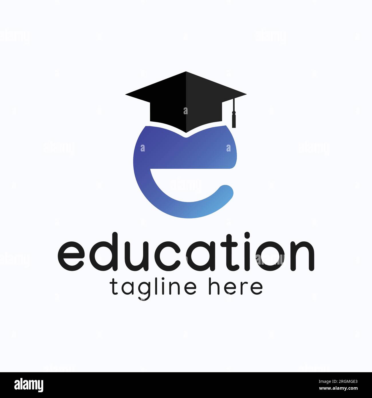 Initial Letter E with Graduation Hat Logo Design Academic Cap Logotype Stock Vector