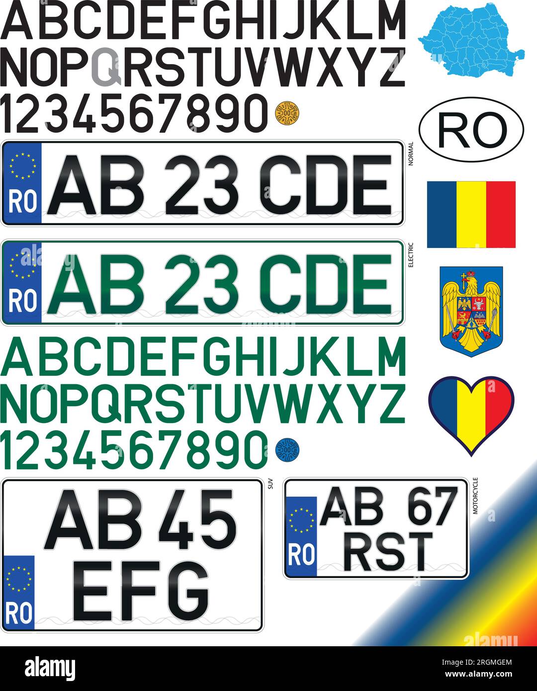 27 EU Car Number Plate ID, Vector Illustration Stock Vector