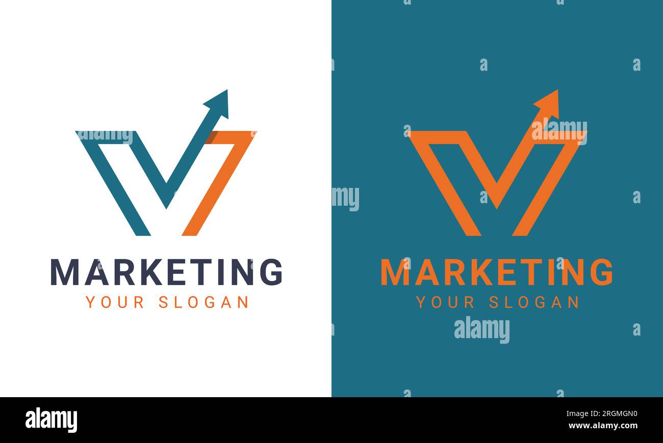 Initial Letter M with Marketing Growth Arrow Logo Design Stock Vector ...