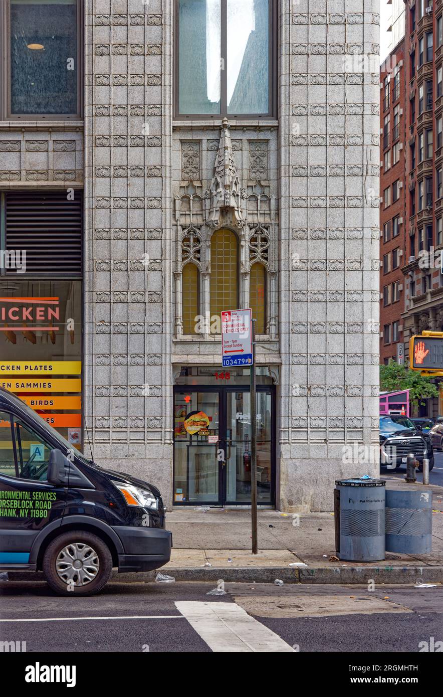 Midtown South White terra cotta sheathes the base of Gothicstyled Remsen Building, a brick and