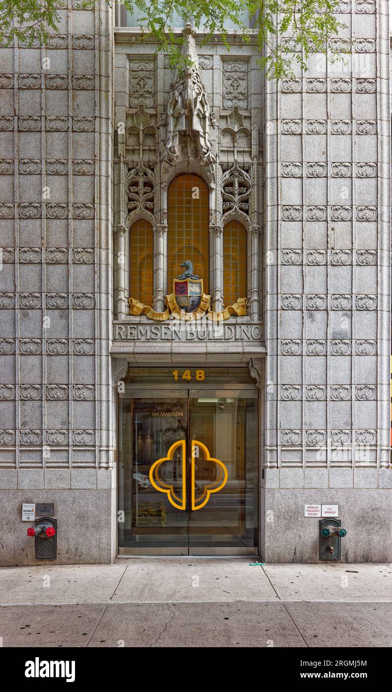 Midtown South White terra cotta sheathes the base of Gothicstyled Remsen Building, a brick and